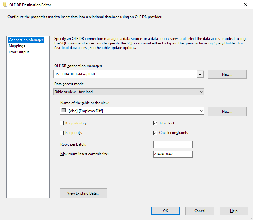 Creating a destination element